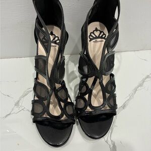 Fergalicious by Fergie Black Caged Mesh Stiletto Heels – Size 9